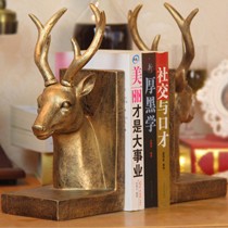 尚凡欧式书挡摆件,复古金色多功能摆设品,手工彩绘鹿头装饰品