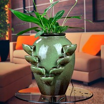 东方泥土双边流水摆件,招福纳财室内陶瓷装饰品,货号:D68-16