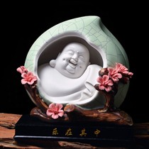 自有名堂招财客厅摆件,弥勒佛室内桌面雕像,人物饰品雕塑