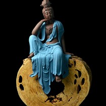 自有名堂观音菩萨佛像,陶瓷家居装饰品,创意客厅玄关摆件