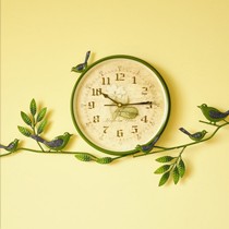 优贝家牌花鸟铁艺挂钟,UN663型田园风圆形挂钟,全进口超静音机芯结构