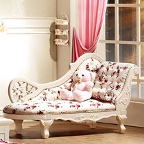 玫琳娜韩式田园贵妃椅,红色碎花面料舒适透气,镂空雕花装饰美轮美奂