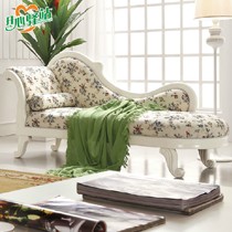 开心驿站象牙白韩式贵妃榻,高级棉麻田园印花面料,135度舒适靠背角度
