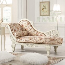 法西欧高贵浪漫布艺贵妃椅,精美碎花面料韩式田园风格,扶手镂空雕花立体生动