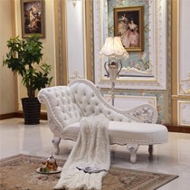 爱梦娅高档欧式皮艺整装贵妃椅,白色雕花描银美人榻,型号: 008