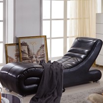 都喜欢简约现代进口真皮单人沙发,弧形高弹海绵不锈钢贵妃椅