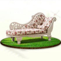 上点牌和花白布艺贵妃椅,gf901型橡木绣花贵妃椅,清新田园风格