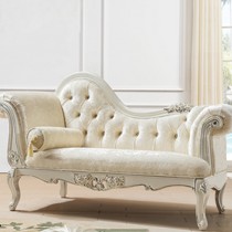 橙蒂欧式白色贵妃椅,布艺家居单人沙发座椅,植绒组装客厅卧室家具