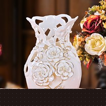 扉页A005白色A++级瓷质花瓶,欧式掐丝描金雕花风水花器装饰瓶,防沁水工艺摆件