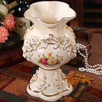 欧式奢华优雅陶瓷花器,欧琪蔓描金玫瑰花瓶,景德镇上等玉瓷烧制色泽莹白
