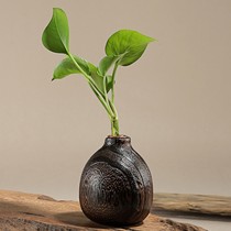 品茶忆友烧桐木古典花瓶,手工实木插花器,型号GA3537
