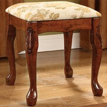 广兰美式乡村换鞋凳,GY008型布艺矮凳,橡胶木雕刻换鞋凳