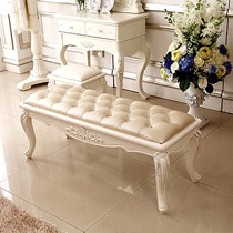 印象公馆品牌8101型号真皮换鞋凳,欧式床尾凳,纯色雕花矮凳子