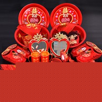 思泽传统中式婚礼陪嫁用品,新娘子脸盆镜子嫁妆套装,货号: lptcpj