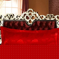 向上家纺品牌纯棉双人婚庆枕套,玫瑰贡缎提花长枕,货号XHQZT