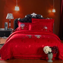 中式全棉精致刺绣床品,绣花夫人床上用品四件套,1.8m婚庆床品XH1236