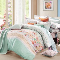 精梳棉斜纹四件套,北极绒透气排汗床品,活性印花婚庆家纺LH160101