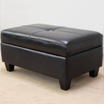 百伦沙欧式真皮沙发凳,头层黄牛皮坐垫舒适透气,可开启式设计储物方便