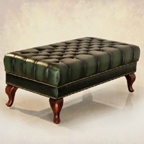 欧式擦色真皮脚踏凳,达维德经典嵌扣叠皮工艺,金属手工铆钉围边复古典雅