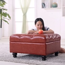 易典欧式皮艺防水脚踏凳,高弹力柔软实木框架沙发凳,型号77778484