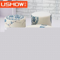 USHOW牌绣青花沙发凳,JD-001A型简约现代沙发凳,清雅青花瓷绣花技艺