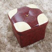 宏庭米黄色/棕红色磨砂皮艺沙发凳,xpd1欧式框架脚踏凳