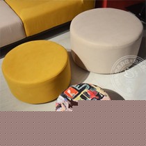 尚色布艺现代简约沙发凳,SS109系列实木防螨抗菌圆形脚踏凳