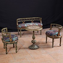 阿西娜怀旧民族风桦木换鞋凳,艺术风复古实木凳子