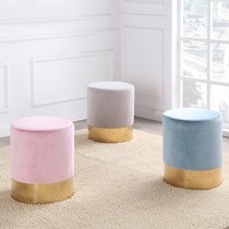 汉哲马卡龙色简约板凳,F788植绒彩色圆布凳,不锈钢底座北欧家具