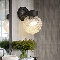 k&c圆形水晶球泡led镜前灯,铁艺做旧梳妆台墙装节能灯,型号:15-W4412-1