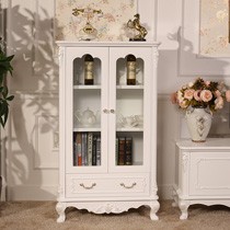 木青扬658象牙白色玻璃酒柜,欧式田园清新展柜实木,精致雕花美观耐看
