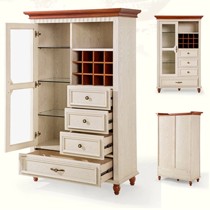 卡伊莲美式乡村酒柜,带玻璃门实木酒架,超大储物空间酒柜BE1O