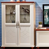 诗帝轩美式乡村酒柜,铁艺拉手白色实木储物柜,231双门矮边酒柜