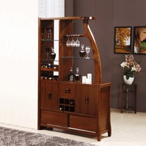 雅依格双面门装饰酒柜,透明玻璃隔断实木酒架,gd006门厅柜中式风情