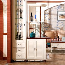 德邦尚品玄关隔断柜,地中海乡村风客厅间厅柜,双开门实木红酒酒架