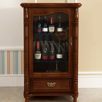标爵实木复古色酒柜,小户型玻璃单门储藏柜,型号:101#酒柜
