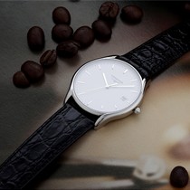 瑞士浪琴黑色圆形石英表,真皮防水针扣式男士手表,型号:L4.759.4.12.2