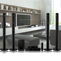 三星无线3D蓝光家庭影院,功放与碟机一体式音箱组合,黑色音柱式音箱套装