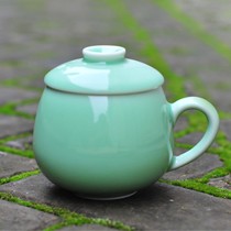 陶瓷故事润滑杯口精美青瓷茶杯,厚釉隔热设计不烫手人性化礼品茶杯