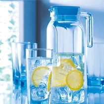 法国乐美雅H9103五件水杯,无铅玻璃水杯套装,蓝白透明环保玻璃杯