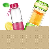 美淘淘创意玻璃柠檬杯,便携榨汁情侣茶杯,B-NMKS-1耐热随手杯