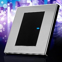 华帝斯品牌纯平轻点开关,PC材质LED面板拉丝处理单控开关,不锈钢面板LED开关