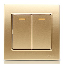 二开双控开关,正泰电工香槟色10A双控开关,86型正泰开关型号NEW7L-X/00400