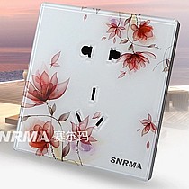水晶面板10a插座,五孔插座二三插口,86型带花纹插座,SNRMA/赛尔玛墙壁插座