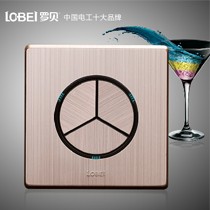 双控开关,顶级铝拉丝面板,86型香槟色奢华三开关,轻点带led罗贝型号i86-1508