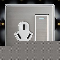 优狐86型带开关插座,16A电流不锈钢拉丝面板开关插座,优质磷青铜导电配件开关