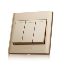 鸿雁电器双控开关,奢华香槟金开关,标准86型家用开关N86K32Y10BG