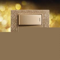 飞雕16A格子纹插座,86型一位三孔插座,单控带开关插座土豪金