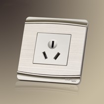 丹珑品牌16A三孔插座,香槟金墙壁插座面板,GF930316插座时尚弧线