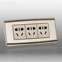 16A丹珑118型插座,三位十五孔电源插座,G1180555插座铝镁合金面板